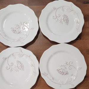 Dena Pavillion Salad Dessert Purple Flower Blossom White China Plates Dining